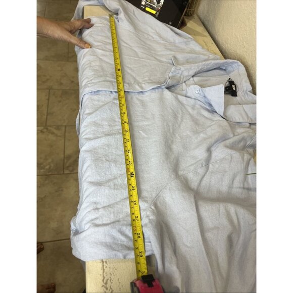 DKNY Side Stitch Denim Twill Drawcord Shacket Shirt Island Wash Plus Size 3X - Picture 5 of 7